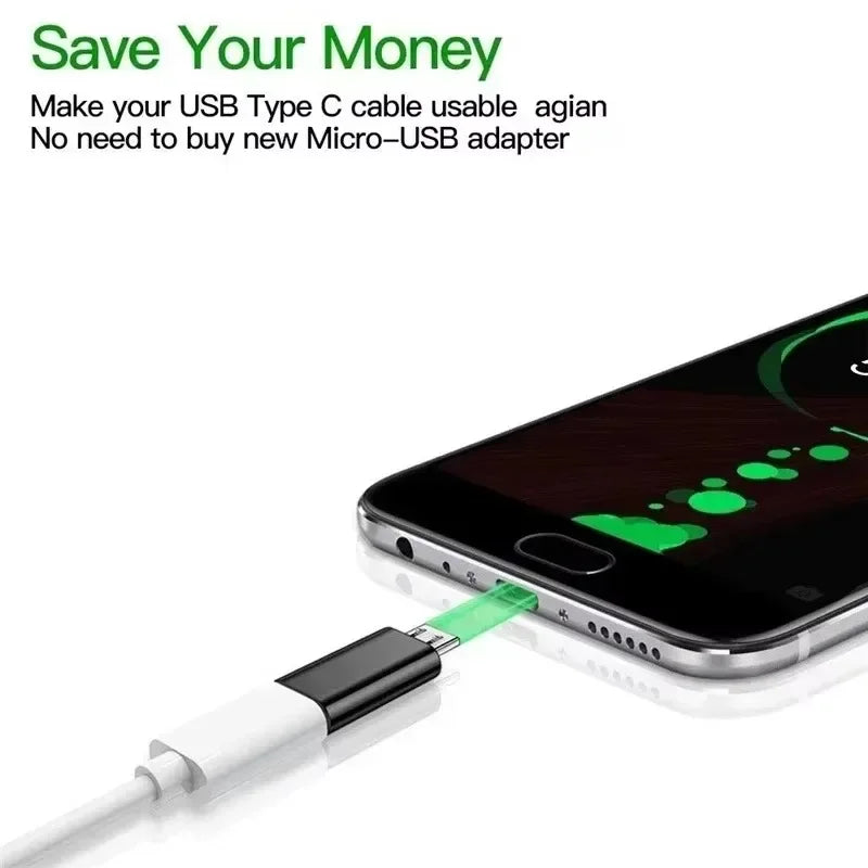 10-1Pcs Micro USB Female To Type C Male Adapter OTG Converter Micro-B To USB-C Connector Phone Charger Cable Adapter For Samsung