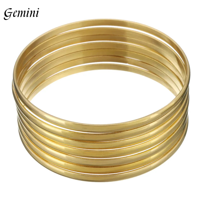 7PCs/Set New Fashion Roman style Stainless Steel Bangle gold color Lover Charm Bracelet for Women Brand Gold Wide Cuff Bangle