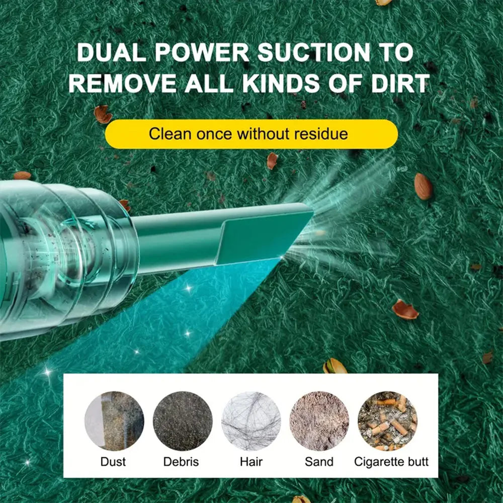 Small household vacuum cleaner, 5000Pa suction, handheld and portable design, suitable for cleaning cars, workshops, computers