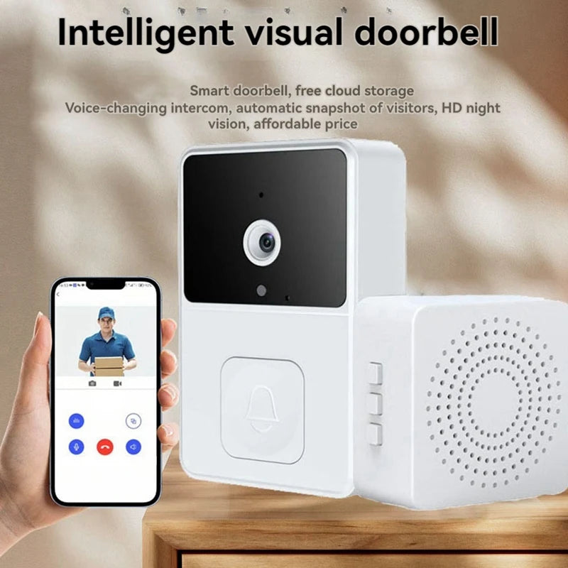 Wireless Smart Video Doorbell Camera with Night Vision, Two-Way Audio, WiFi Security Doorbell with Cloud Storage for Home Security