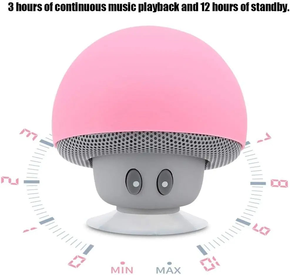 Mini Speaker,Portable Mushroom Subwoofer Speaker,with Bottom Suction Cup and Builtin Microphone for HandsFree Calling