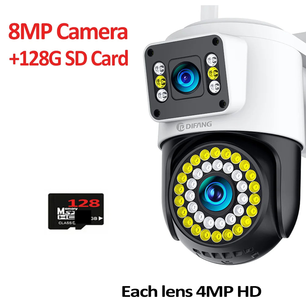 4K 8MP WiFi Camera Outdoor Dual Lens Dual Screen CCTV Security Protection Ai Tracking  Street Cam Surveillance Yoosee
