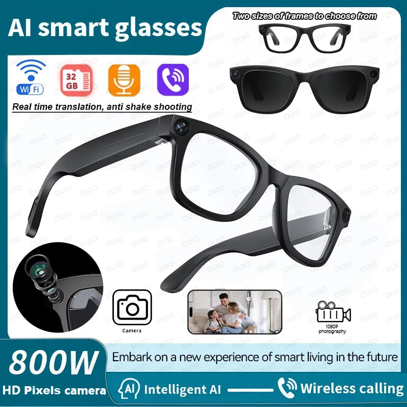 2025 New WiFi Transmission Smart Glasses Anti Shake 1080P HD Video Recording 32GB Memory Al Voice Wireless Calling Smart Glasses