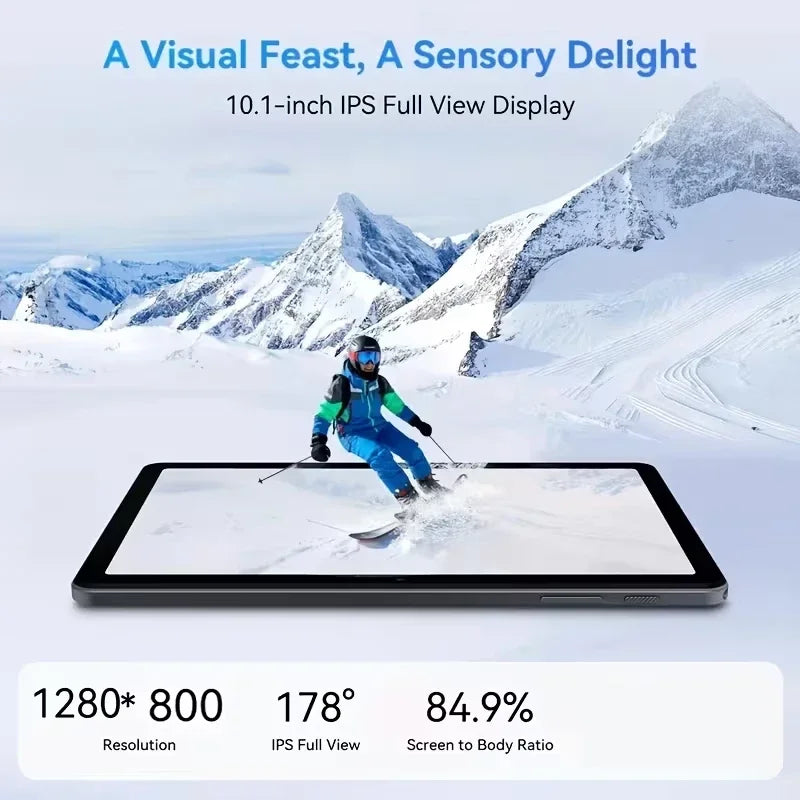 Portable Android 15 Tablet 8GB+256GB, 4000mAh Long Battery, HD Camera for Remote Work & Study