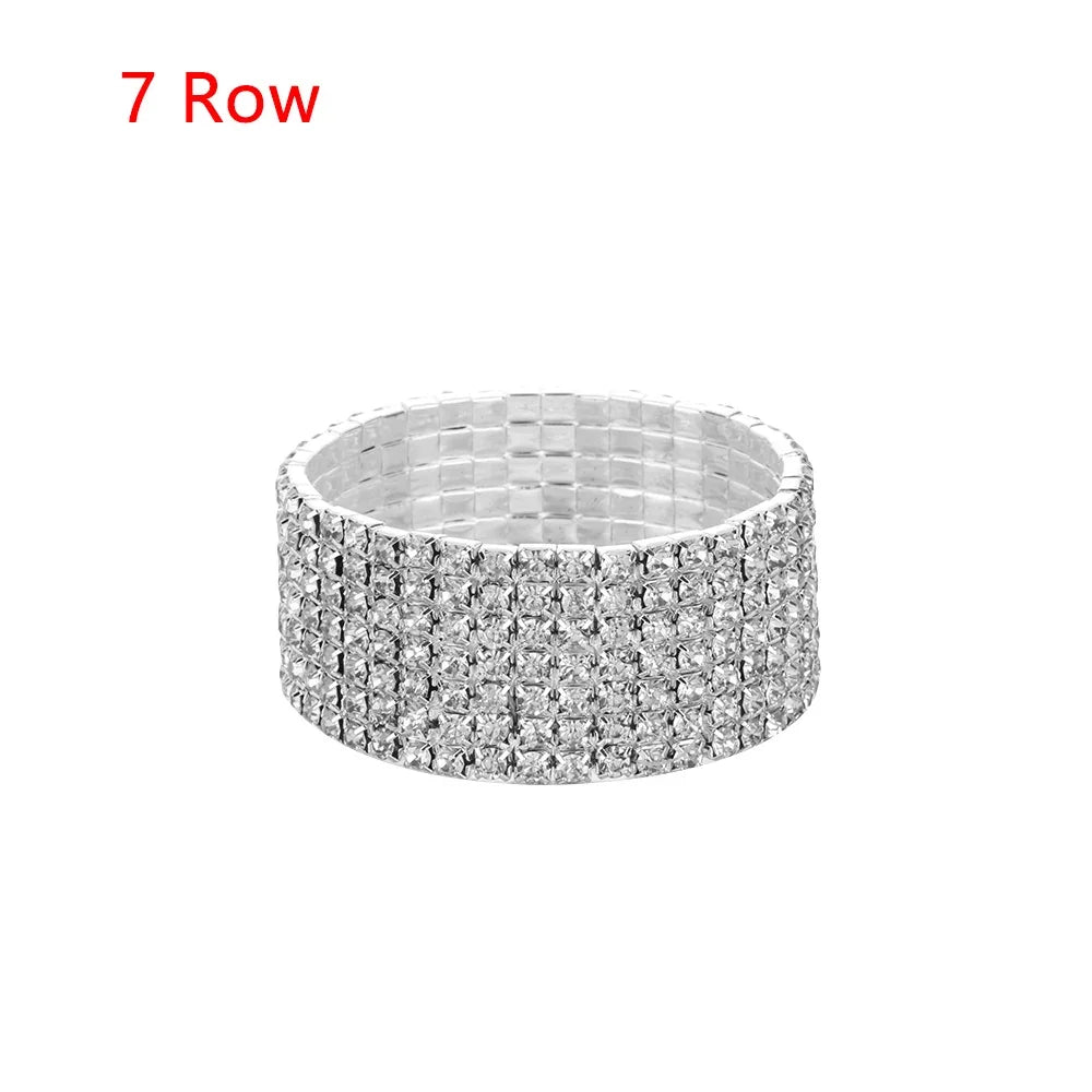 Shiny Woman Bracelet Crystal Rhinestone Stretch Bracelet Bangle Wristband Elastic Wedding Bridal Jewelry Fashion Jewelry