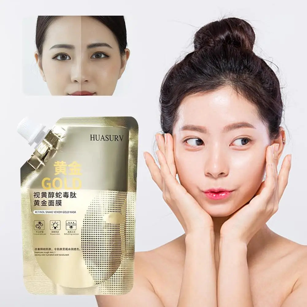 Retinol Gold Mask Snake Peptide Golden Facial Mask Apply Tear Off Mud Film Moisturizing Skin Care 100ml