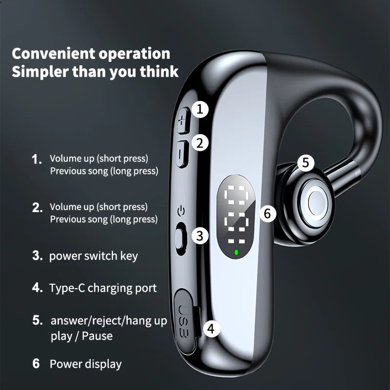 Wireless Headphones Bluetooth Headset With Microphone Earphones Handsfree Noise Canceling Talking Business Driving