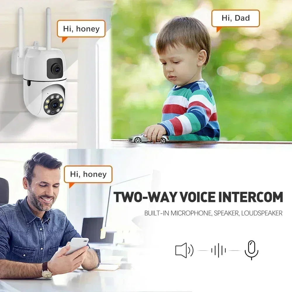 8MP Wifi Camera Dual Lens Security Wireless Outdoor Cameras Two-way Audio Color Night Vision Baby Monitor Detection Wireless Cam