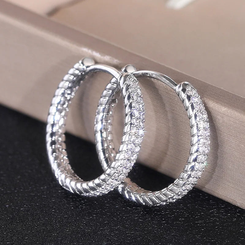 2025 New European and American Shiny Inlaid Cubic Zirconia Fashion Jewelry for Daily Matching with Light Luxury Earrings