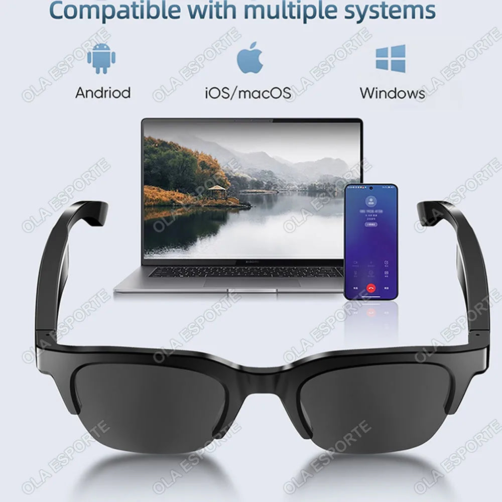 Smart Glasses Men Women Play music Wake up AI UV400 lenses Waterproof Life High Capacity Battery Bluetooth 5.0 Calling Glasses