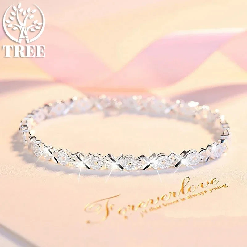ALITREE 925 Sterling Silver Fashion Multiple Styles Bracelet Chain For Women Engagement Wedding Party Beautiful Jewelry Gift