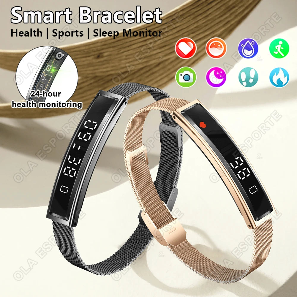 New Health Smart Bracelet Men Women Fitness Sports Band Stress Test HRV Monitor Waterproof Pedometer Smart Watch For Android iOS