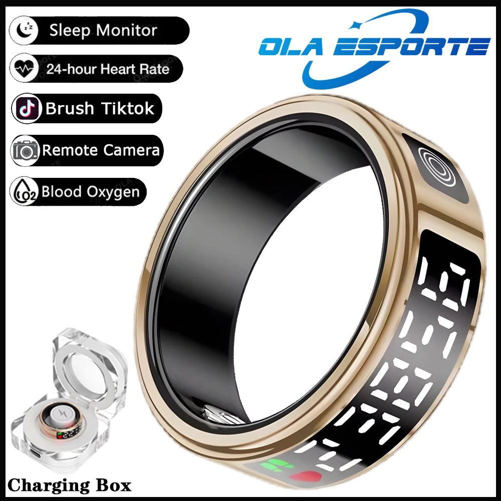 2025 Smart Ring with Display Screen and Touch, Wireless Charging, Health Manager, 5 ATM Waterproof For Men Women Rings R12 R11