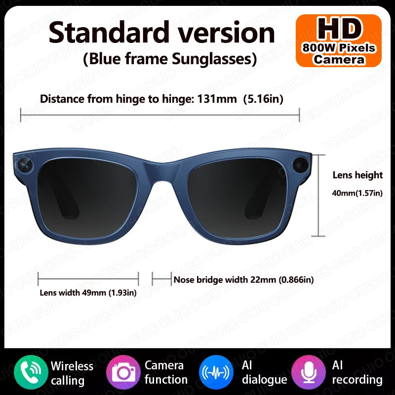 800W HD Camera Smart Glasses 1080P HD Video Recording Wi-Fi Transmission AI Voice 32GB Memory Used While Charging Smart Glasses