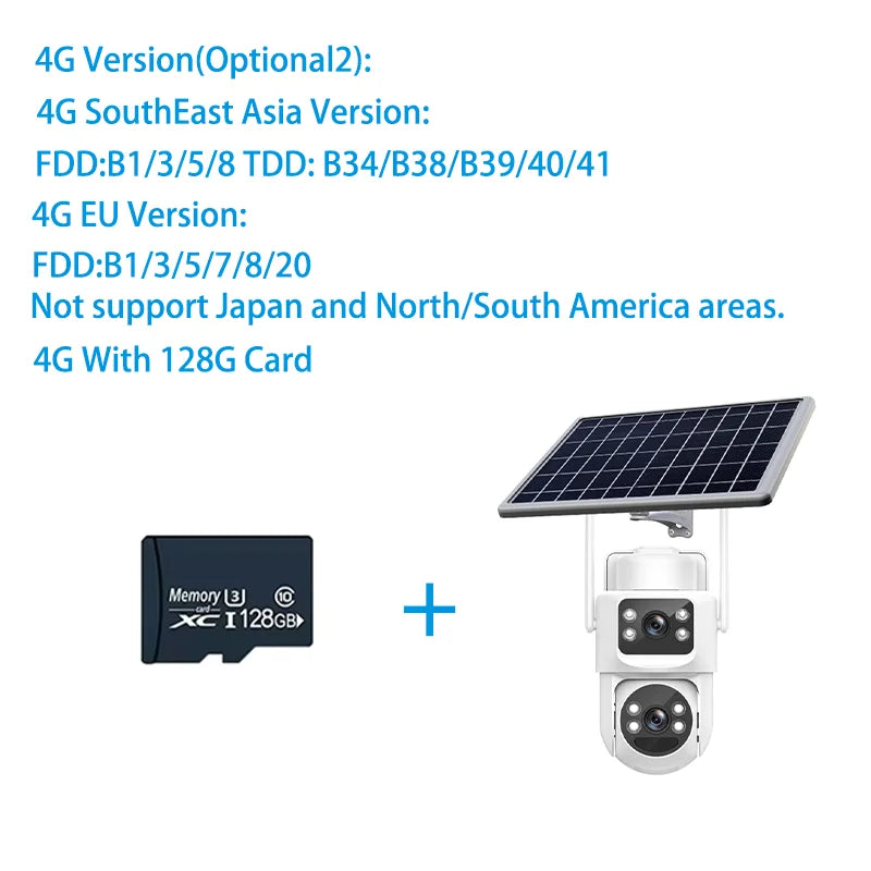 EseeCloud 8MP 4K 2.4G 5G WiFi6 Dual Lens Dual Screens Mini Wireless PTZ Security Camera 4G Sim Card Outdoor Solar Camera