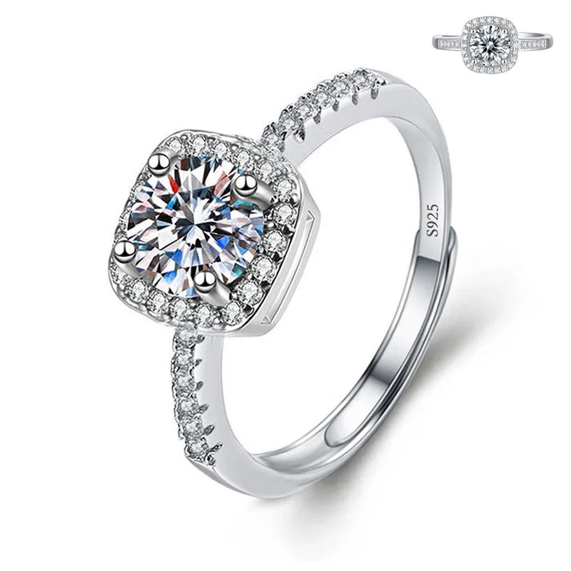 Never Fade Luxury Classic 18K White Gold Color Ring Solitaire 2 Carat Zirconia Diamant Wedding Band Women Jewelry Accessories