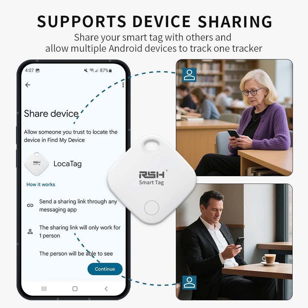 4PCS Security Tracker Android Anti Loss Smart Tag via Google's Find Hub Navigation Finder Locator for Xiaomi Samsung Pixel Vivo