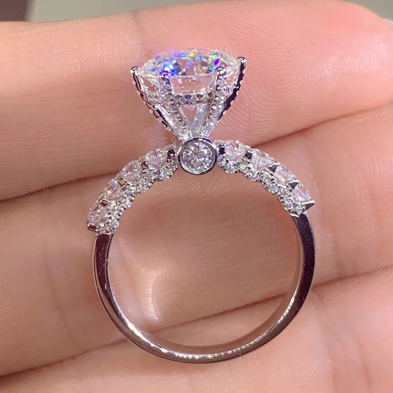 925 Sterling Silver Wedding Rings for Women AAA Cubic Zirconia Fashion Lady's Finger Accessories Jewelry Gifts