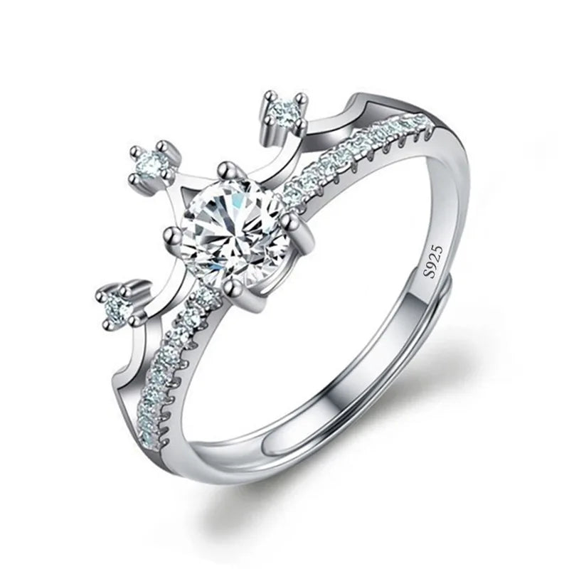 Never Fade Luxury Classic 18K White Gold Color Ring Solitaire 2 Carat Zirconia Diamant Wedding Band Women Jewelry Accessories