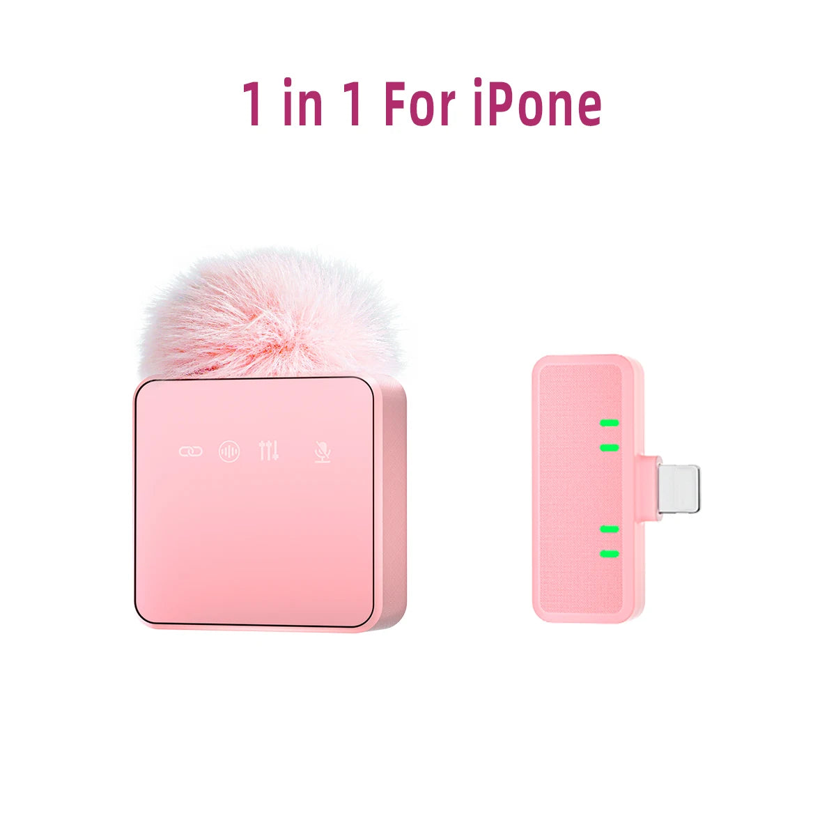 1 In 4 Pink Noise Canceling Lavalier Microphone With Windproof Cap Wireless Mute Function For Cell Phone Portable Audio Video