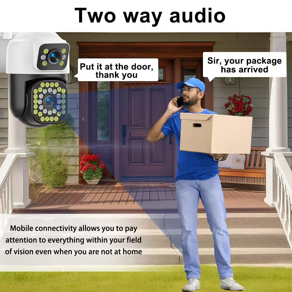 4K 8MP WiFi Surveillance Camera Dual Lens Dual Screens Auto Tracking Two-Way Audio Onvif 10X Zoom Security CCTV Camera YOOSEE