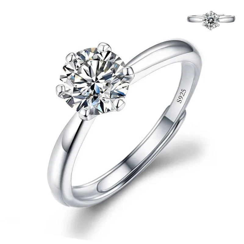 Never Fade Luxury Classic 18K White Gold Color Ring Solitaire 2 Carat Zirconia Diamant Wedding Band Women Jewelry Accessories