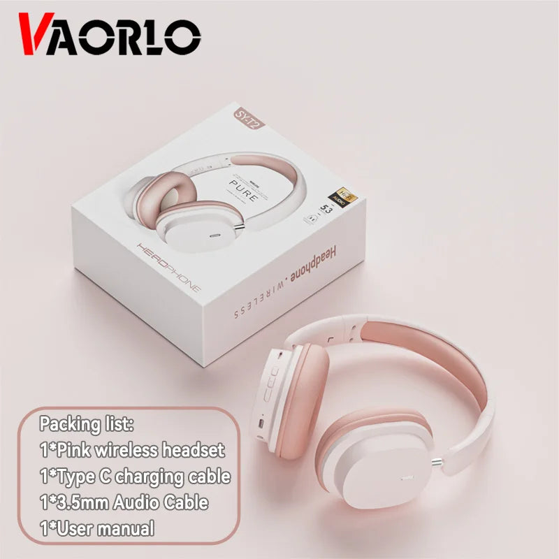 Bluetooth 5.3 Fashion Wireless Headphones HIFI Stereo Portable Over-ear Business Headset Low Latency Gaming Earphones With Mic