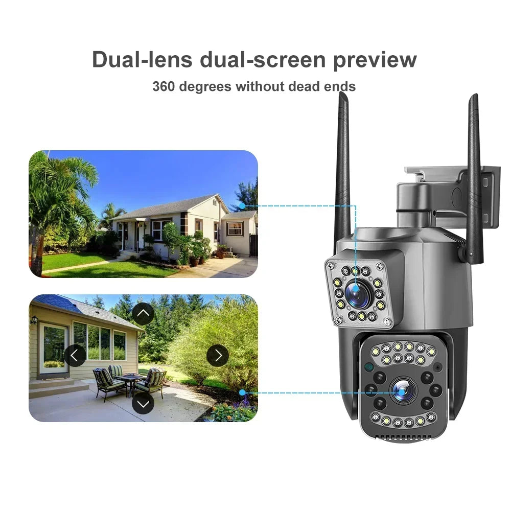 8MP 4K WIFI IP Camera Dual Lens PTZ 4G SIM Card Outdoor Webcam Alarm 10X Zoom Smart Home CCTV Security Protection Monitor Cam