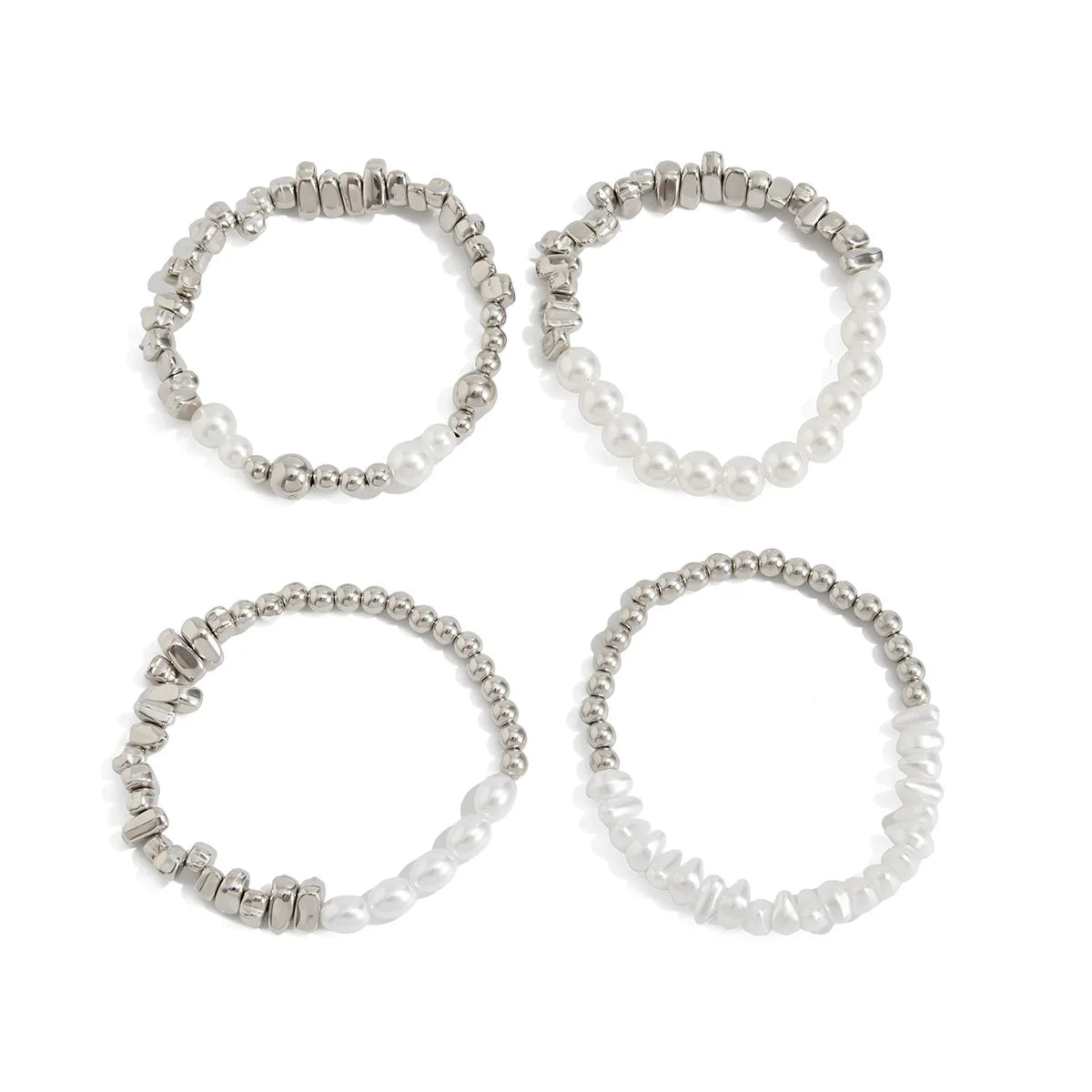 4pcs/set Fashion Bracelets For Women New Vintage Irregular CCB Beads Imitation Pearl Chain Jewelry Valentine's Gift B068