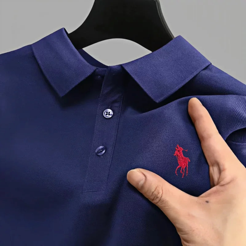 Men's brand polo shirt short sleeved pony embroidered top 2025 summer new comfortable breathable business casual luxury T-shirt