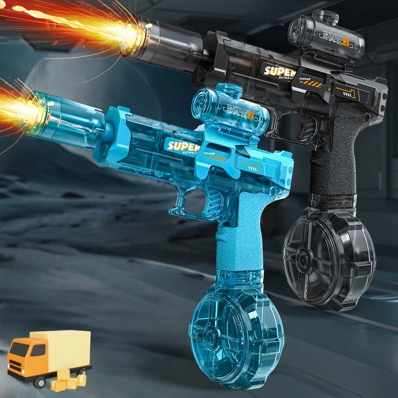 Firelight Electric Continuous-Fire Water Gun with Integrated Pulse Flame Light Effects - Self-Loading  Recoiling Children's Toy