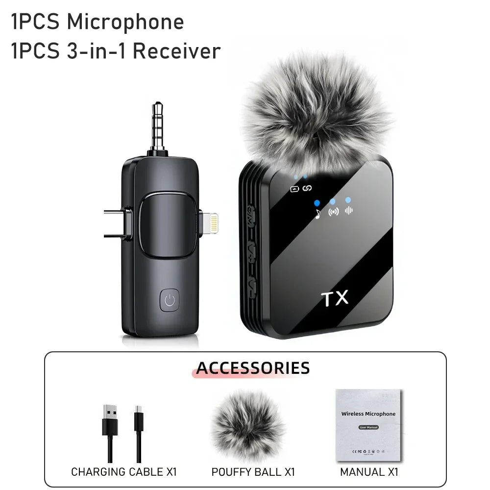 Wireless Lavalier Microphone for Camera  Android iPhone Microphone Reverb Sound Video Recording Podcast Noise Reduction Clip mic