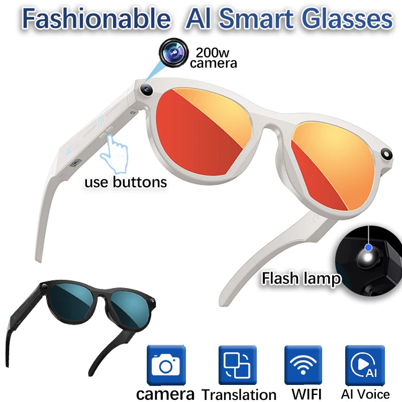2025 200W HD Smart Glasses With AI Camera For Voice Calls And Translation High-definition Photography Video Recording Sunglasses