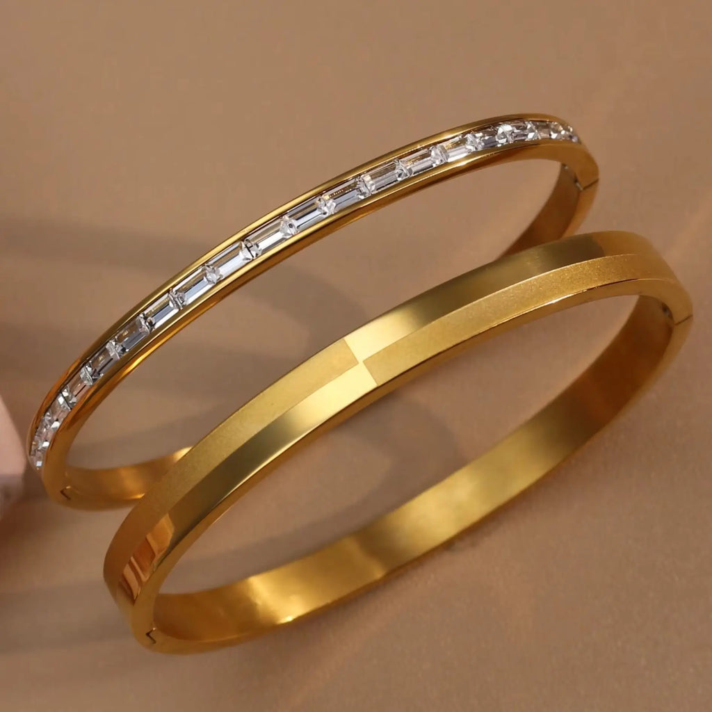 XB-182 Fashion Stainless Steel Plated 18 K Zircon Bracelet Women's Jewellery Party Gifts Wholesale Bangles.