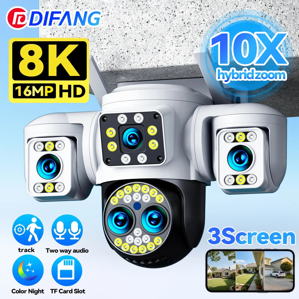 Yoosee WiFi Camera Outdoor Three Screen Four Lens 10X Zoom CCTV Onvif Security Cameras Surveillance