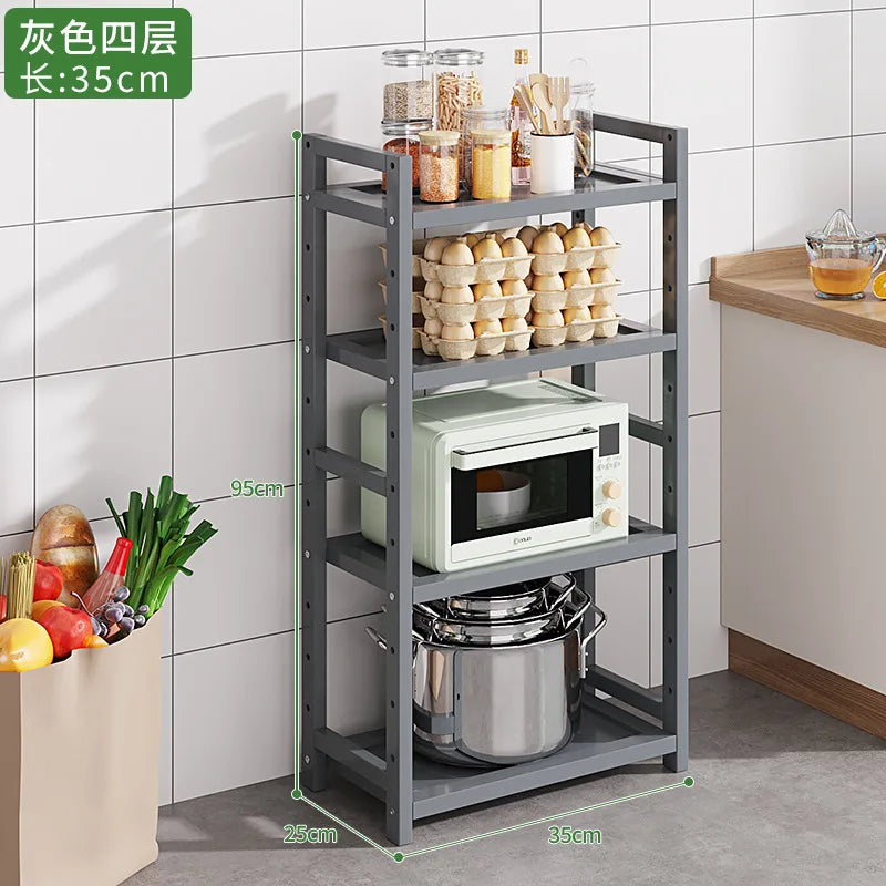 Kitchen Storage Ra Countertop Cabinet Multi-layer Partition elf Spice Microwave Pot Storage Organizer Bamboo Material