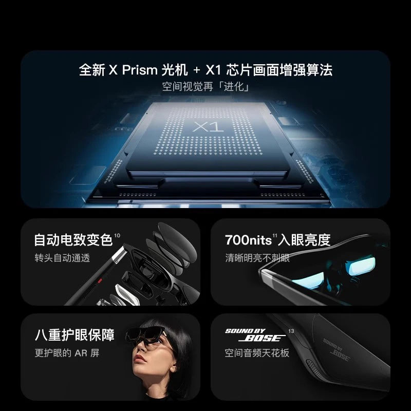 XREAL One Pro Real Smart AR Glasses X Prism 3DoF 120hz 171inch OLED Display Private Cinema Pocket TV for Phone PS5 Switch Gaming