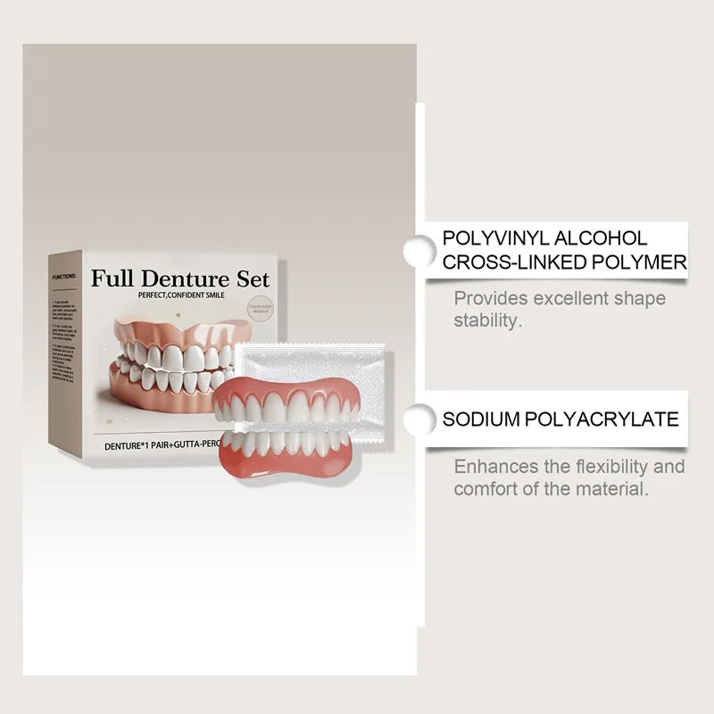 False Teeth Silicone Upper Lower Veneers Perfect Denture Silicone Kit Temporary Orthodontic Fake Tooth Oral Hygiene Care