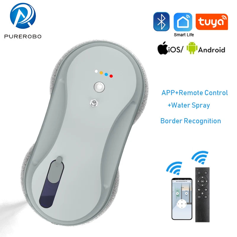 Purerobo W-R3S Window Cleaner Robot With APP & Remote Automatic Smart Water Spray Glass Electric Window Cleaning Robot For Home