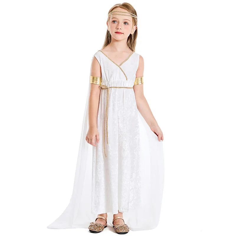 Halloween Costumes Greek Goddess Costume Girls Goddess Princess Cosplay Carnival Party Fancy Dress Up for Kids Children