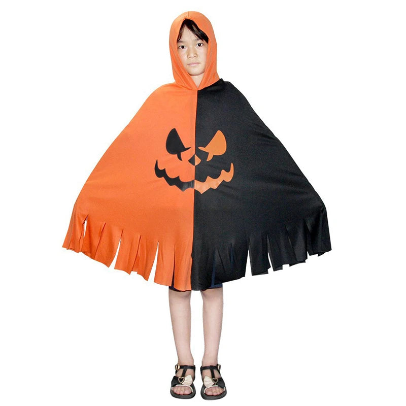 Halloween Costumes Pumpkin Cape Children Shawl Pumpkin Hat Cosplay Costumes Novelty Suit Cute Cape Party Dress Up