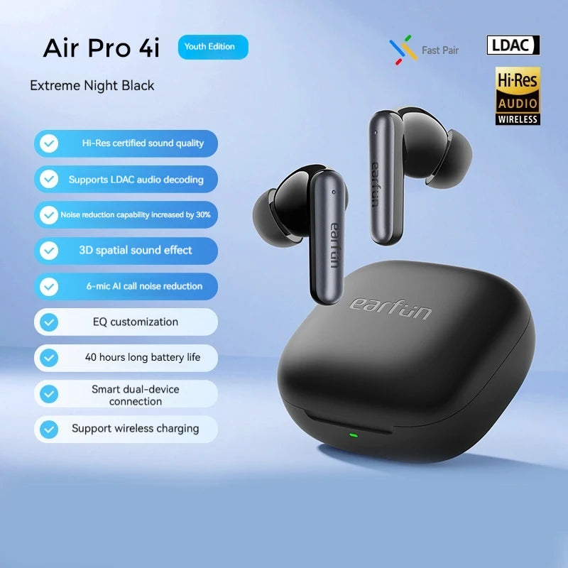 EarFun Air Pro 4i Wireless Earbuds Active Reduction HI-FI Bluetooth 5.4 TWS Headsets in Ear Earphones E-sports Gamer Accessories