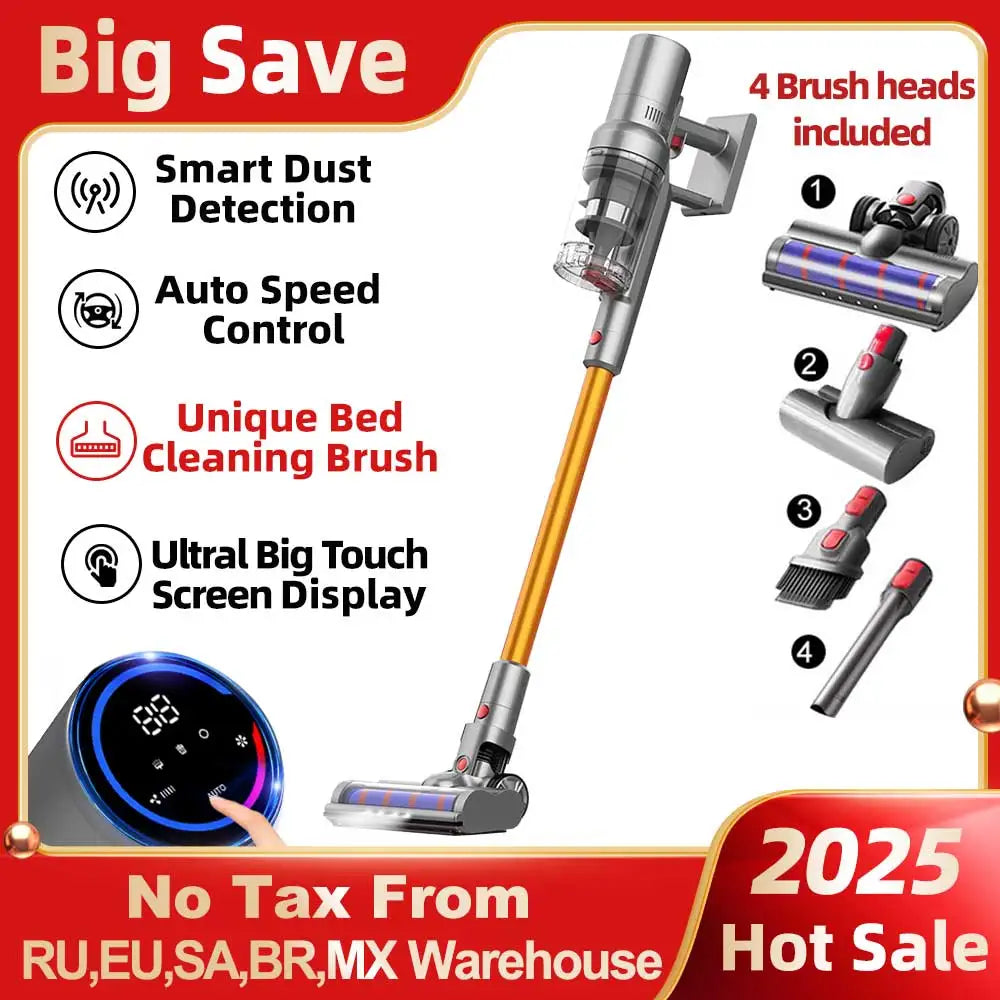 ABIR VC205 Cordless Handheld Vacuum Cleaner,27000PA,Touch Screen,Smart Dust Sensor,Auto Speed Control for Home Bed Carpet Clean