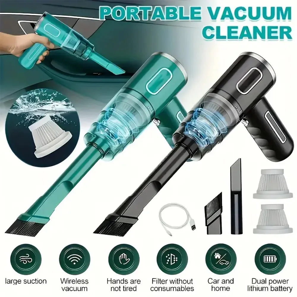 Small household vacuum cleaner, 5000Pa suction, handheld and portable design, suitable for cleaning cars, workshops, computers