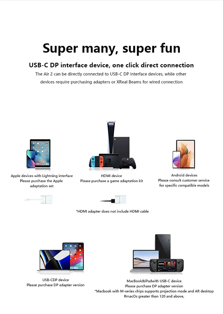 XREAL Nreal Air 2 Pro AR Glasses HD 130 Inch Large Screen 1080p View Portable Private Cinema Smart Glasses NOT VR