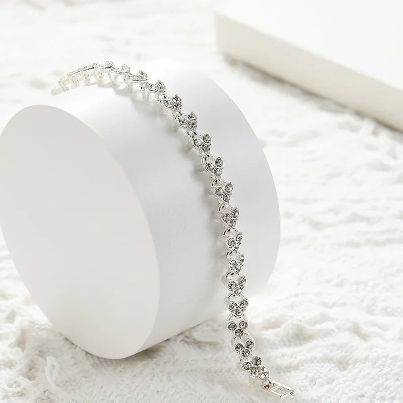 2025 New Fashionable Simple and Versatile Full Crystal Bracelet Women's First Jewelry Love Series Handmade