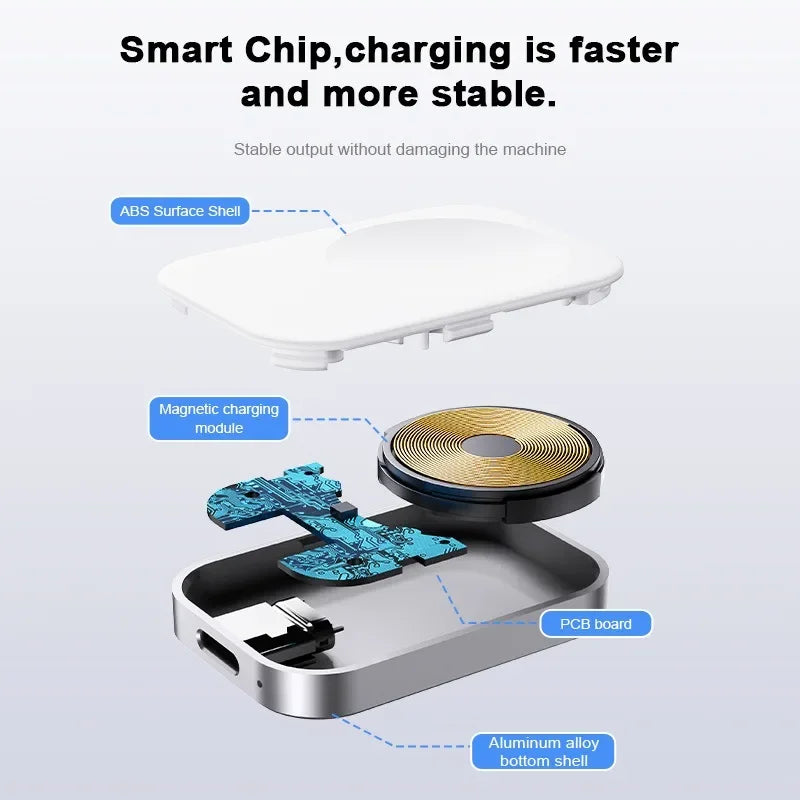 Wristwatch & Phone Wireless Charging Station - Portable Charger for Wristwatch and Mobile Phone