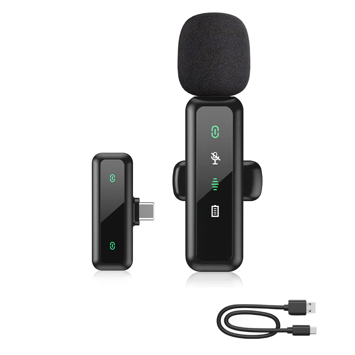 Wireless Lavalier Microphone For iPhone Android PC Audio Video Recording Noise Cancelling Clip-on Mics For Vlog Tiktok YouTube