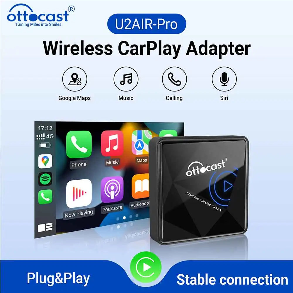 OTTOCAST U2Air PRO Wired To Wireless CarPlay Adapter USB Dongle Smart Ai Box Car Accessories for VW Nissan Ford Volvo Kia Benz