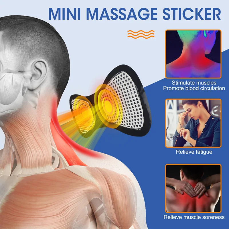 Smart EMS Neck Massager Mini Neck and Back Stimulator Massager Portable Gel Pad Sticker Thin